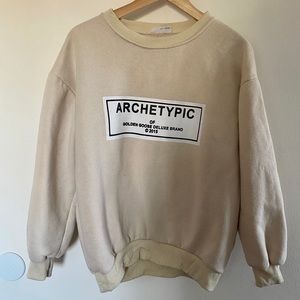Beige Oversized Crew Neck